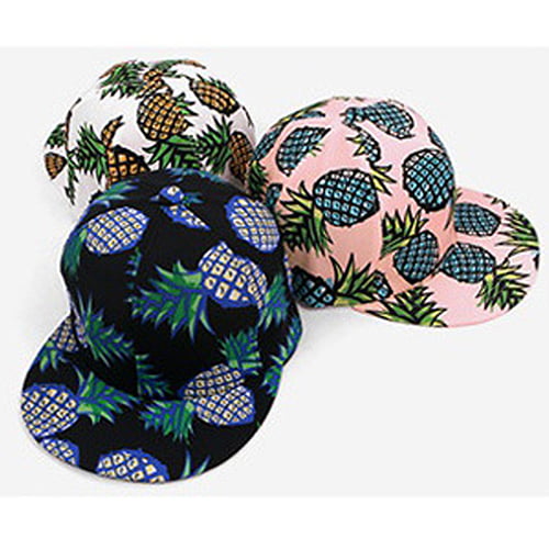 Unisex Pineapple Print Snapback Baseball Caps Adjustable Wide Brim Hip-hop Hat